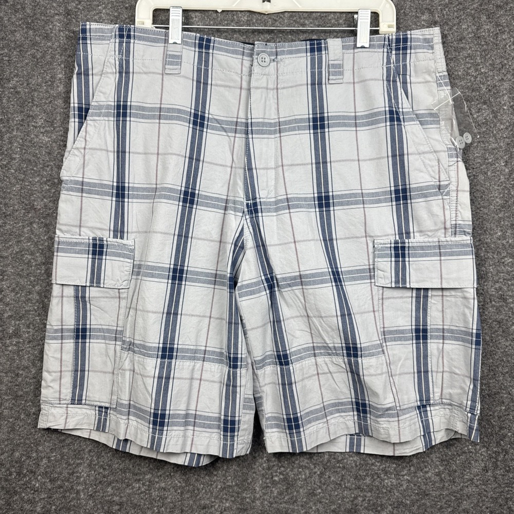 Club Room‎ Cargo Shorts Mens 38 Gray Plaid Utility NWT